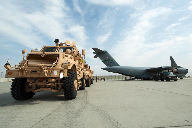 MRAPs lined up
