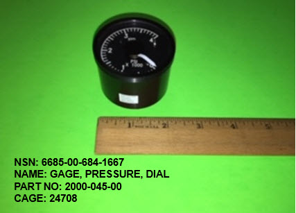 dial pressure gauge 6685-00-684-1667